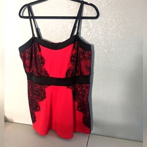 Women's Torrid Elegant Party Top Blouse Red Black Lace Flowy Coquette Romantic